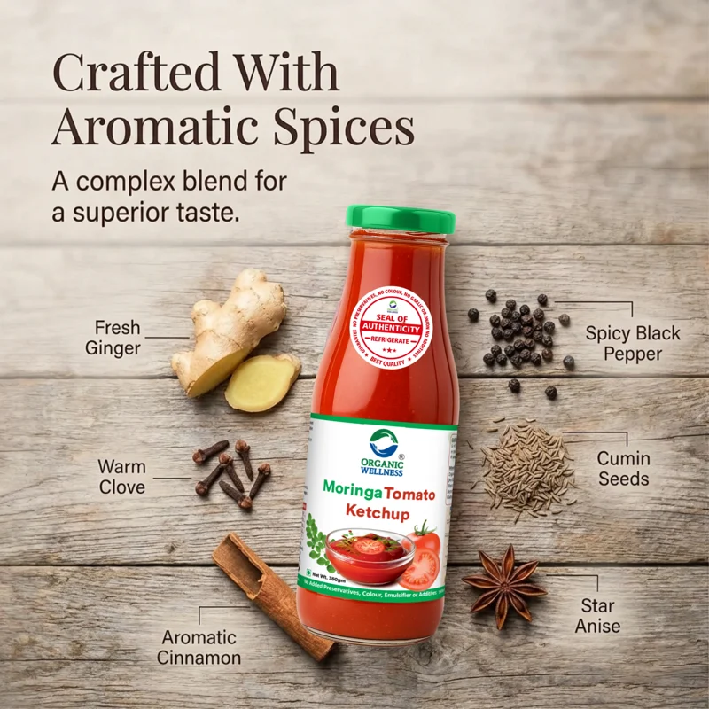 Organic Wellness Moringa Tomato Ketchup – 100% Natural – No Preservatives – 350 g thumbnail