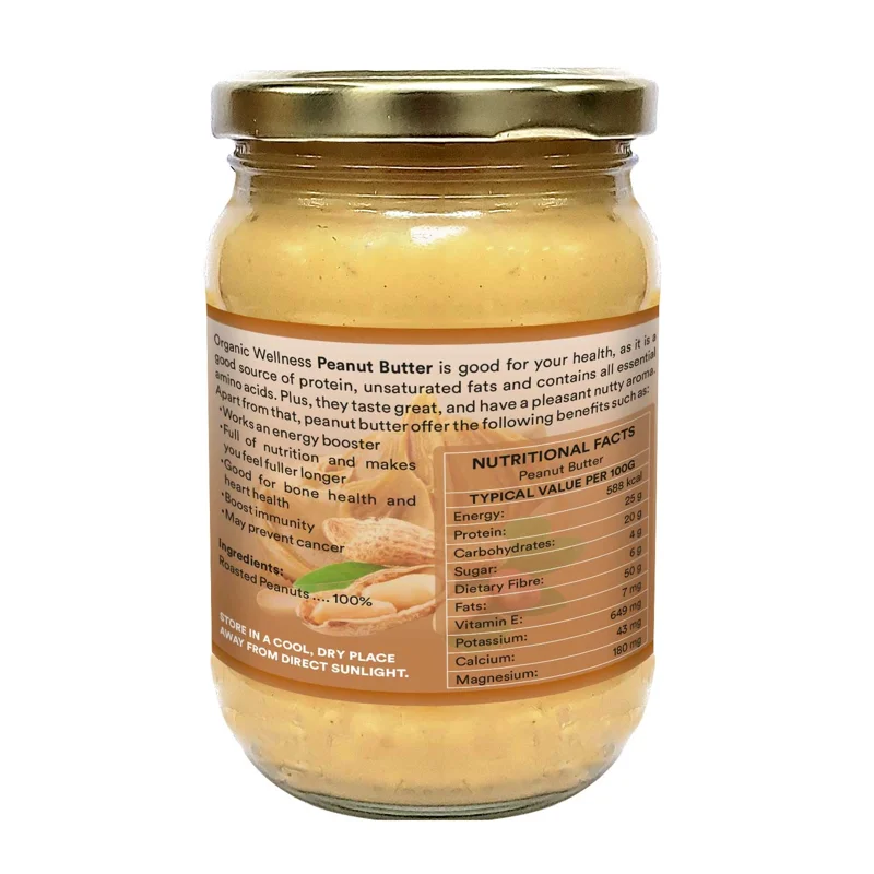 Organic Wellness Peanut Butter – Creamy & Natural – No Added Sugar – 250 g thumbnail