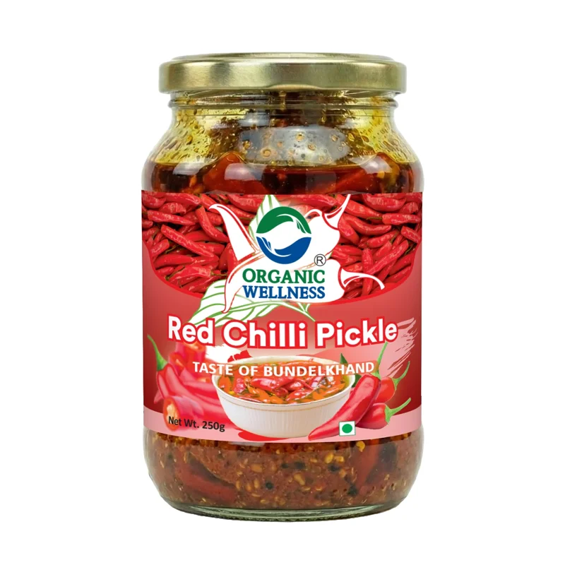 Organic Wellness Red Chilli Pickle – Certified Organic – Stuffed Chilli, Bundelkhand Recipe – 250 g