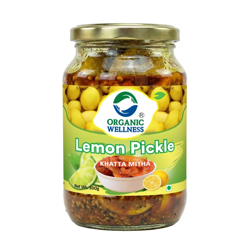 Organic Wellness Lemon Pickle – Certified Organic – Khatta Mitha, Traditional Recipe – 300 g