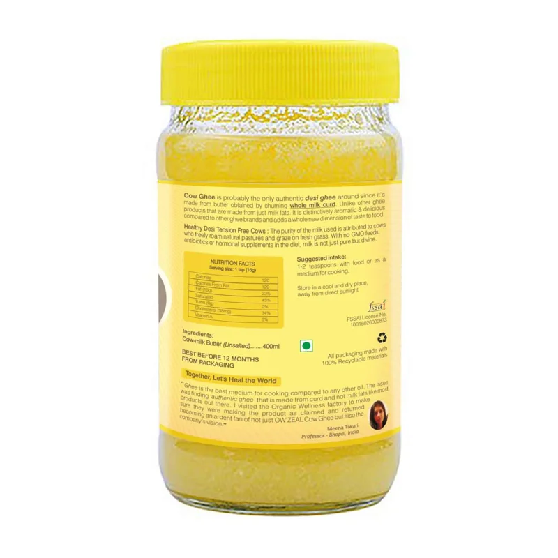Organic Wellness Bilona Desi Cow Ghee – Pack of 2 – Free Rudraksha Mala – 800 ml thumbnail