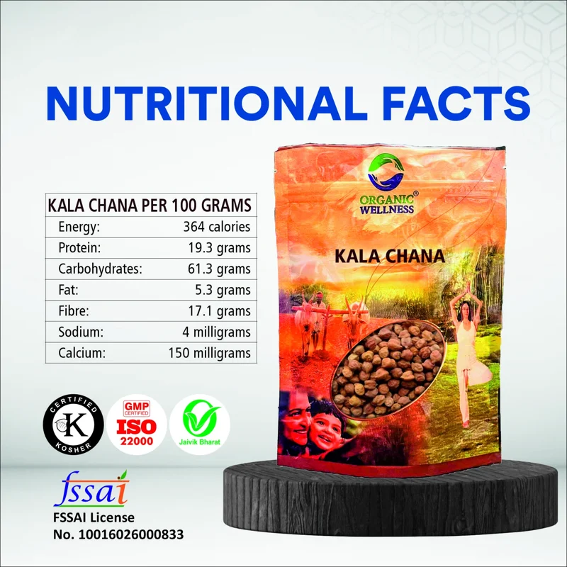 Organic Wellness Kala Chana – Whole Black Chickpeas – Bundelkhand Sourced – 450 g thumbnail
