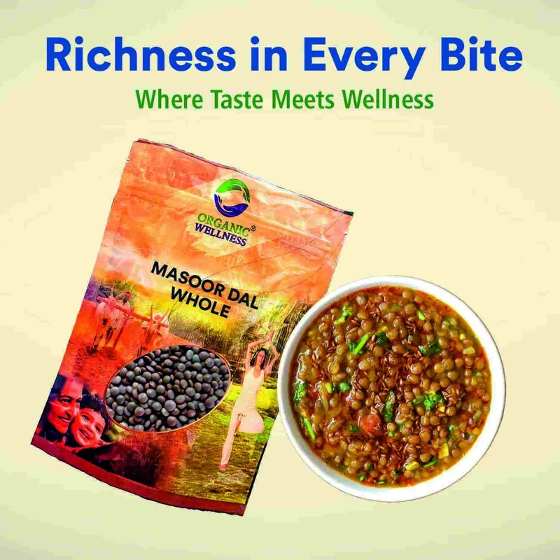 Organic Wellness Masoor Dal Whole – Whole Red Lentils – Bundelkhand Sourced – 450 g thumbnail