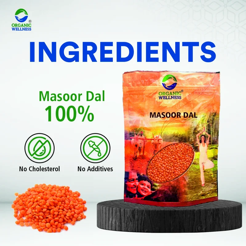 Organic Wellness Masoor Dal Split – Red Lentils – Bundelkhand Sourced – 450 g thumbnail