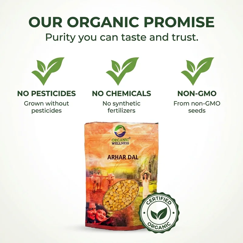 Organic Wellness Arhar Dal (Toor Dal) – Pigeon Pea – Bundelkhand Sourced – 450 g thumbnail