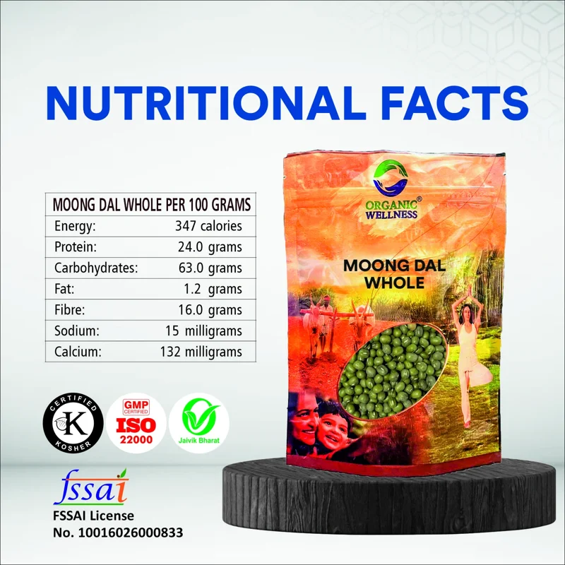 Organic Wellness Moong Dal Whole – Green Gram – Bundelkhand Sourced – 450 g thumbnail