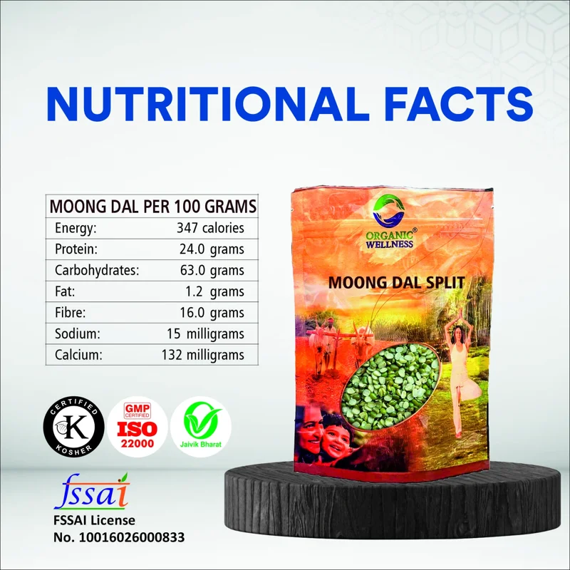 Organic Wellness Moong Chilka Split Dal – Split Green Gram – Bundelkhand Sourced – 450 g thumbnail