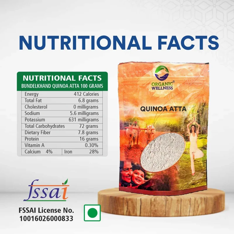 Organic Wellness Quinoa Atta – Gluten Free – High Protein, Stone-Ground – 450 g thumbnail