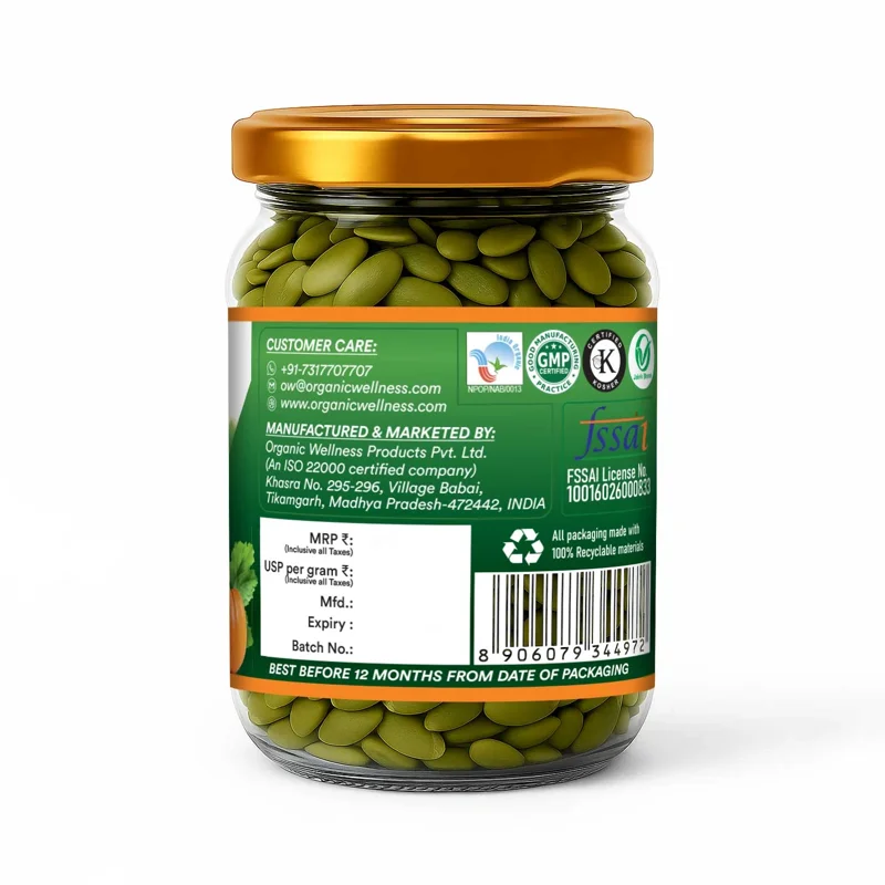 Organic Wellness Pumpkin Seeds – Certified Organic – AAA Grade, Protein & Zinc Rich – 175 g thumbnail