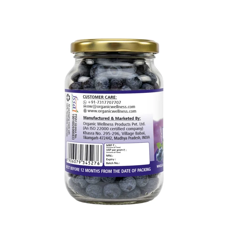 Organic Wellness Dried Blueberry – Naturally Sweet & Tangy – Rich in Antioxidants – 200 g thumbnail