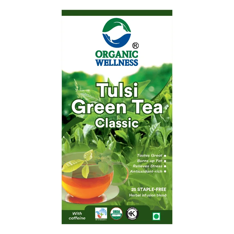 Organic Wellness Tulsi Green Tea Classic 25 Teabags – Certified Organic – Antioxidant Rich