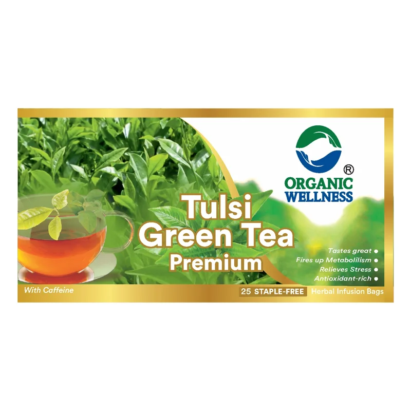 Organic Wellness Tulsi Green Tea Premium – Certified Organic – Rich in Antioxidants, Weight Management – 25 Teabags thumbnail