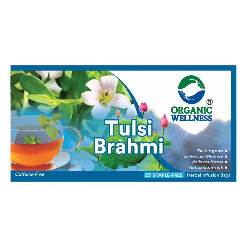 Organic Wellness Tulsi Brahmi Tea – Memory & Focus – Stress Relief – 25 Teabags thumbnail