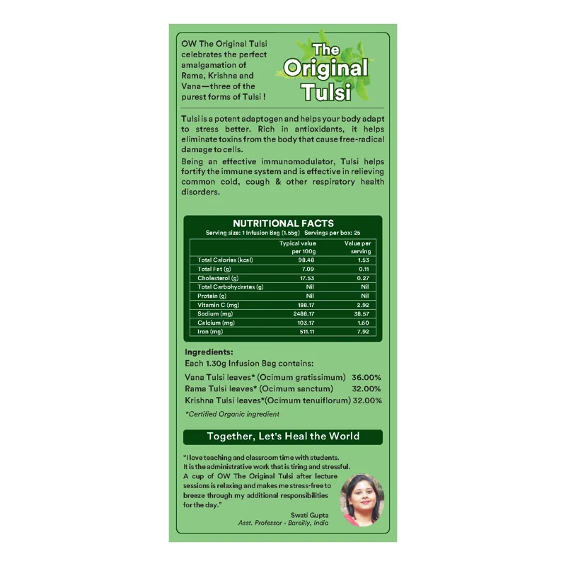 Organic Wellness The Original Tulsi Tea – Certified Organic – Adaptogen, Stress Relief – 25 Teabags thumbnail
