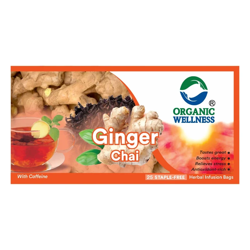 Organic Wellness Ginger Chai Tea – Warming Spiced Tea – Digestive Support – 25 Teabags thumbnail