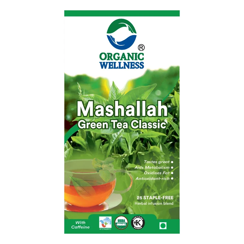 Organic Wellness Mashallah Green Tea Classic – Certified Organic – Rich in Antioxidants – 25 Teabags