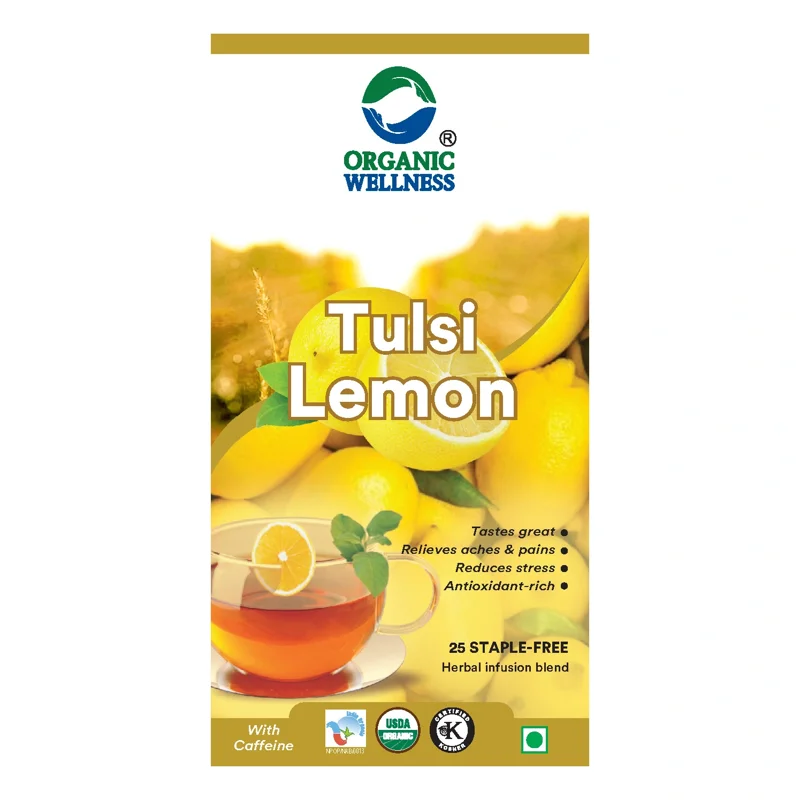 Organic Wellness Tulsi Lemon Tea – Certified Organic – Refreshing Citrus, Immunity Booster – 25 Teabags