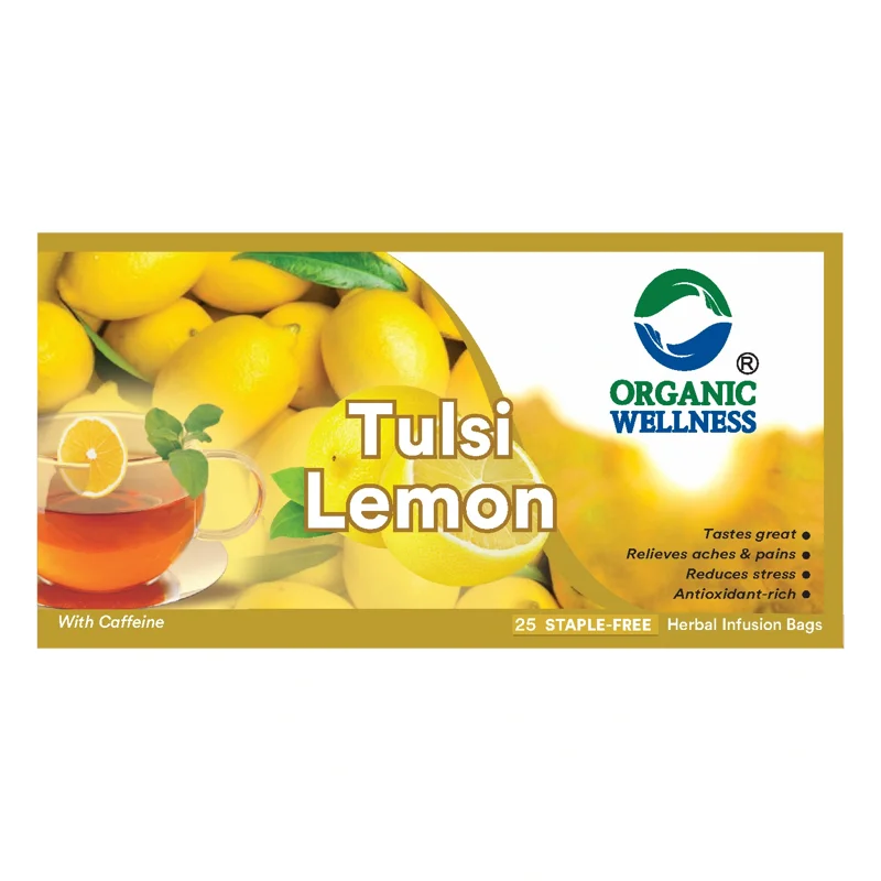 Organic Wellness Tulsi Lemon Tea – Certified Organic – Refreshing Citrus, Immunity Booster – 25 Teabags thumbnail
