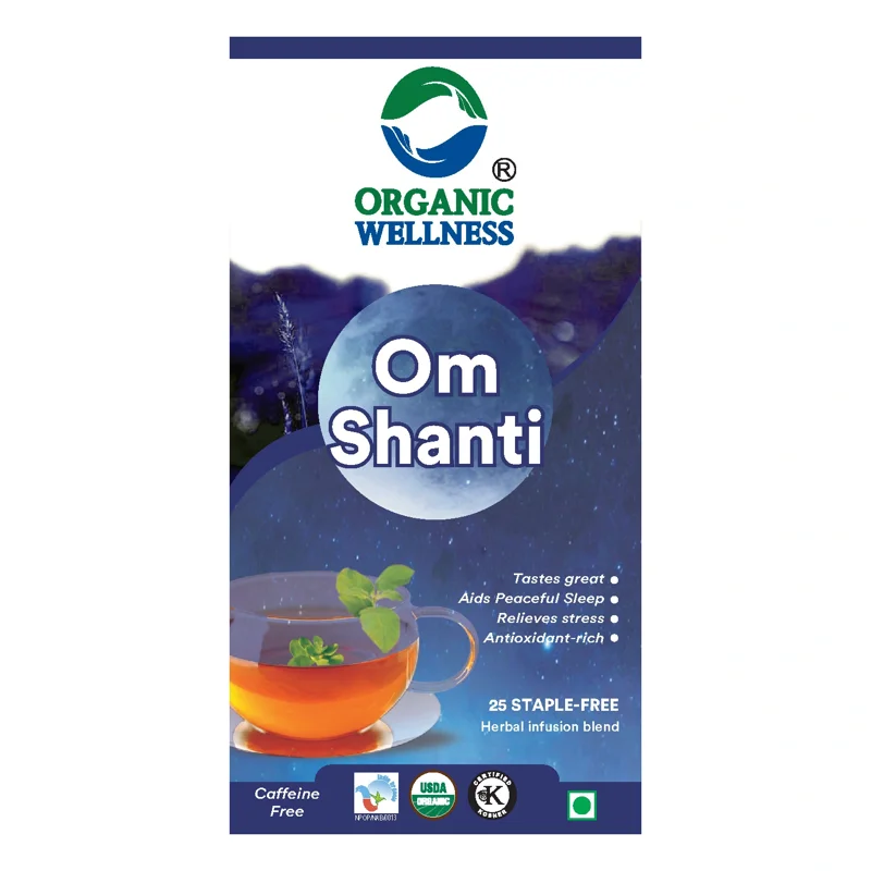 Organic Wellness Om Shanti Tea – Calming & Relaxing – Stress Relief – 25 Teabags
