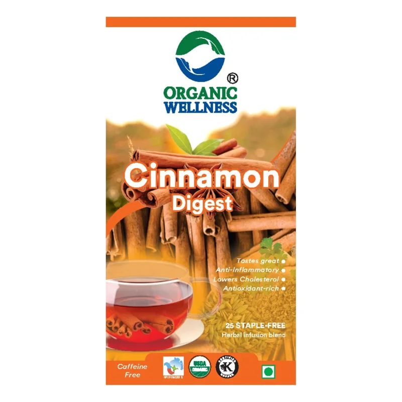 Organic Wellness Cinnamon Digest Tea – Certified Organic – Digestive Support – 25 Teabags