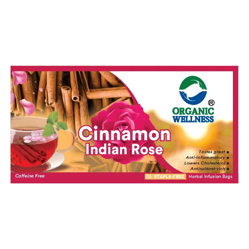 Organic Wellness Cinnamon Indian Rose Tea – Fragrant & Soothing – 25 Teabags thumbnail