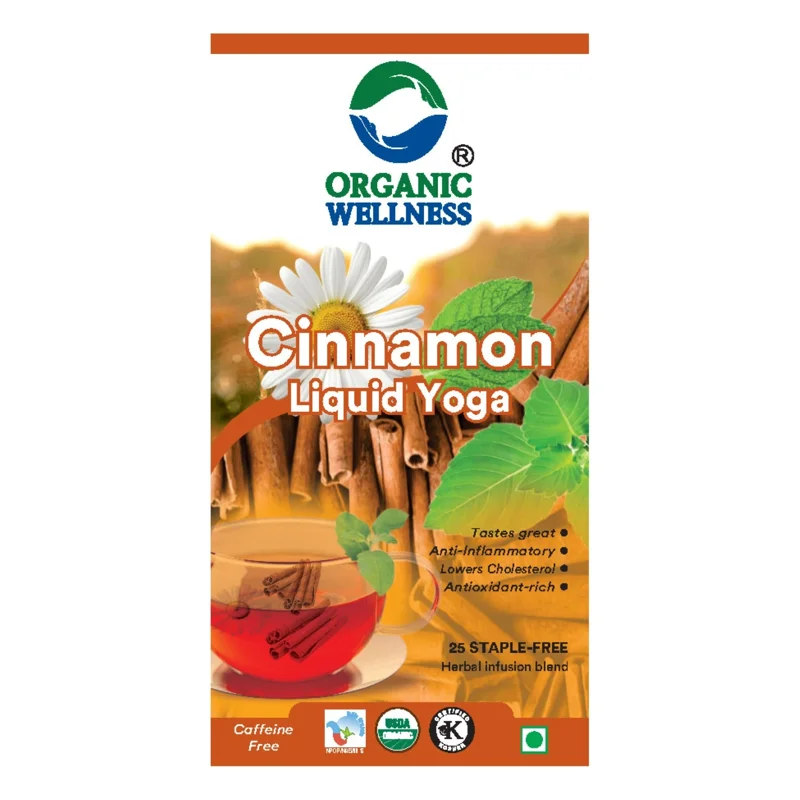 Organic Wellness Cinnamon Liquid Yoga Tea – Certified Organic – Calming & Balancing – 25 Teabags