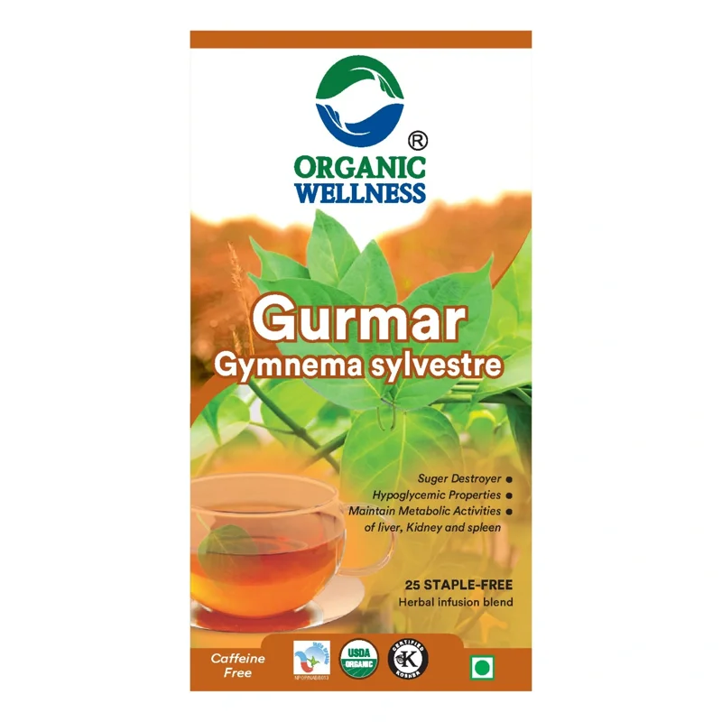 Organic Wellness Gurmaar Gymnema Sylvestre Tea – Certified Organic – Blood Sugar Support – 25 Teabags