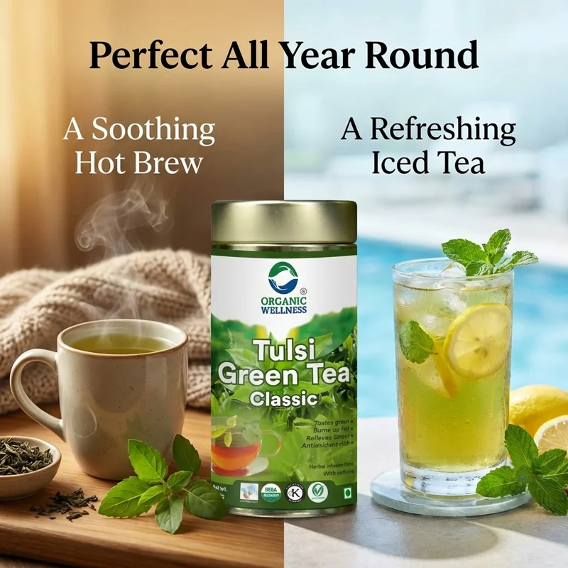 Organic Wellness Tulsi Green Tea Classic 100g Tin – Certified Organic – Antioxidant Rich thumbnail