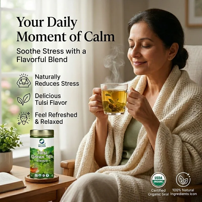 Organic Wellness Tulsi Green Tea Classic 100g Tin – Certified Organic – Antioxidant Rich thumbnail