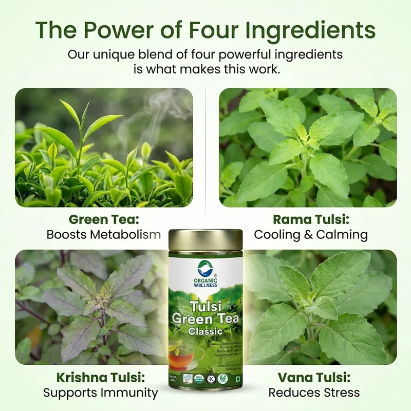 Organic Wellness Tulsi Green Tea Classic 100g Tin – Certified Organic – Antioxidant Rich thumbnail