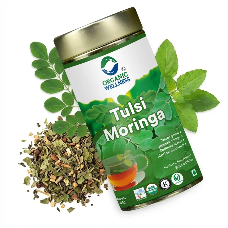 Organic Wellness Tulsi Moringa Tea – Rich in Nutrients – Immunity Booster – 100 g Tin