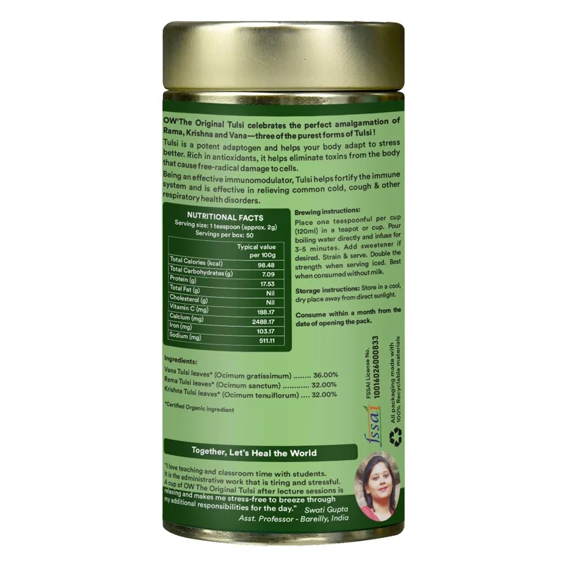 Organic Wellness The Original Tulsi Tea – Adaptogen – Stress Relief – 100 g Tin thumbnail