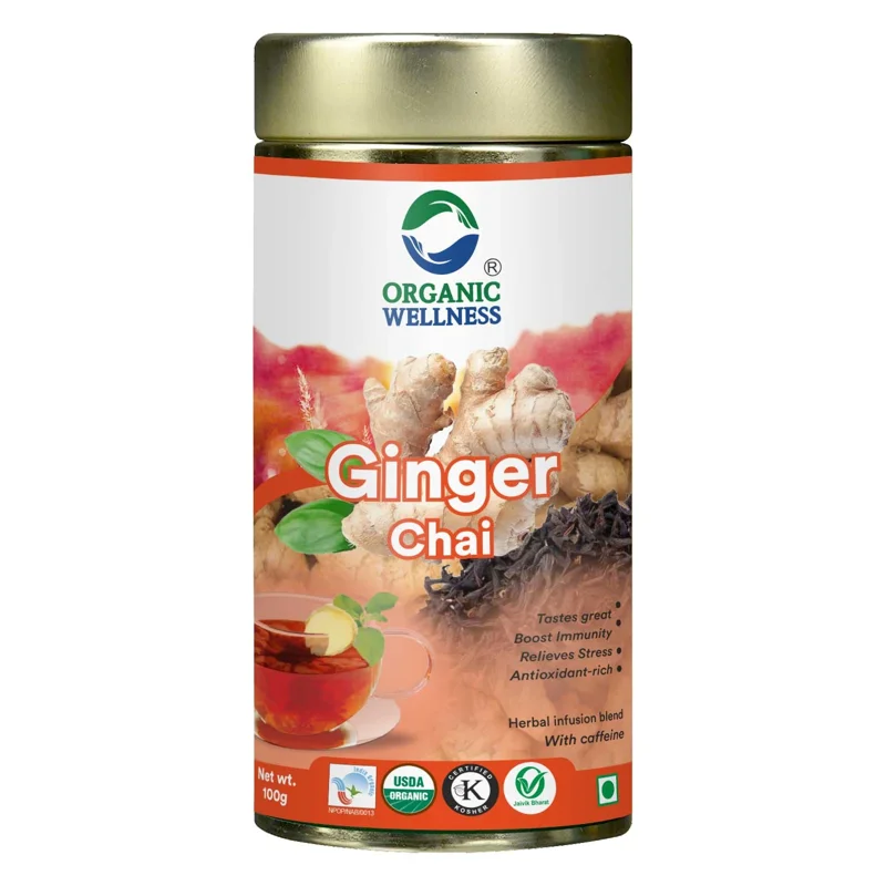 Organic Wellness Ginger Chai Tea – Warming Spiced Tea – Digestive Support – 100 g Tin thumbnail