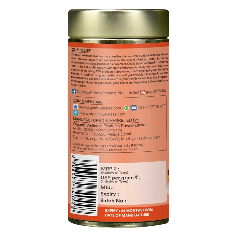 Organic Wellness Ginger Chai Tea – Warming Spiced Tea – Digestive Support – 100 g Tin thumbnail
