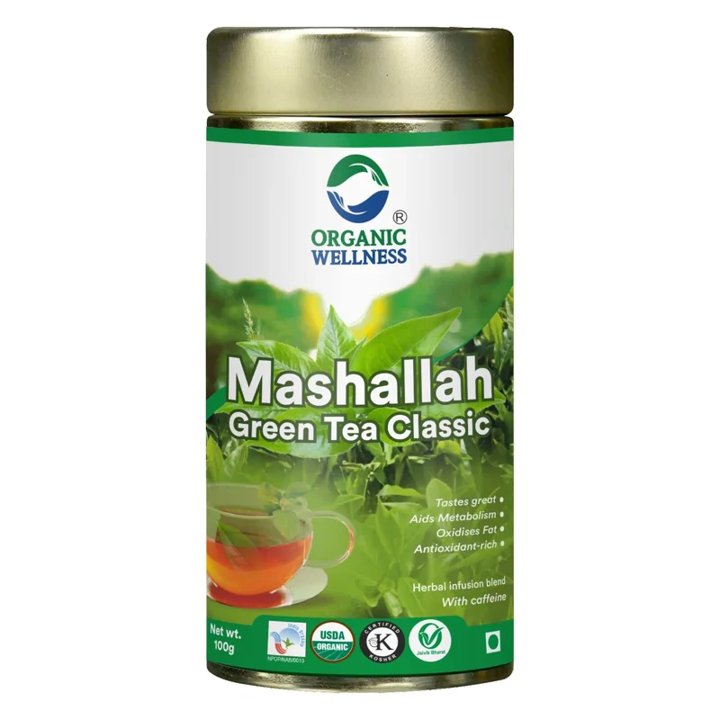 Organic Wellness Mashallah Green Tea Classic – Certified Organic – Rich in Antioxidants – 100 g Tin thumbnail