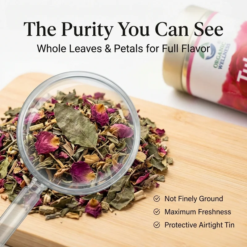 Organic Wellness Tulsi Indian Rose Tea – Certified Organic – Rich in Antioxidants, Good for Skin – 100 g Tin thumbnail