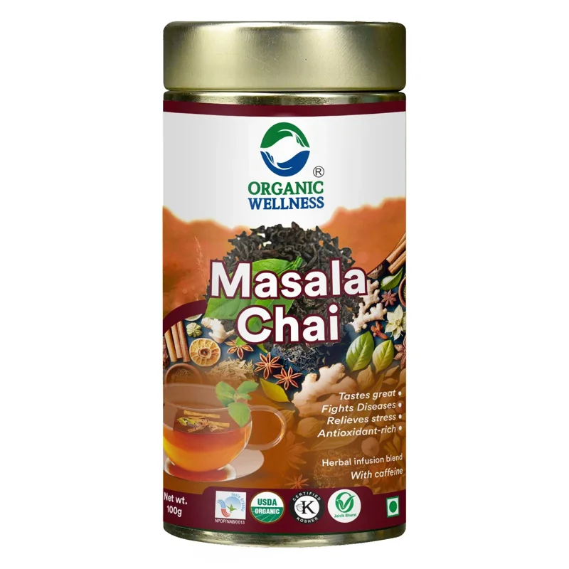 Organic Wellness Masala Chai Tea – Traditional Indian Spiced Tea – 100 g Tin