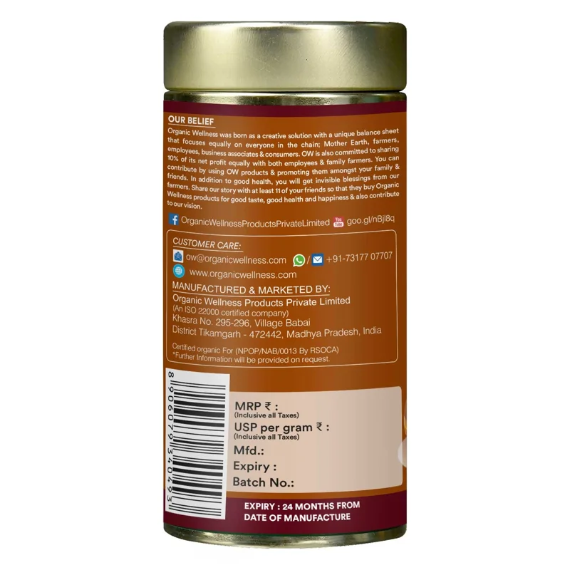 Organic Wellness Masala Chai Tea – Traditional Indian Spiced Tea – 100 g Tin thumbnail