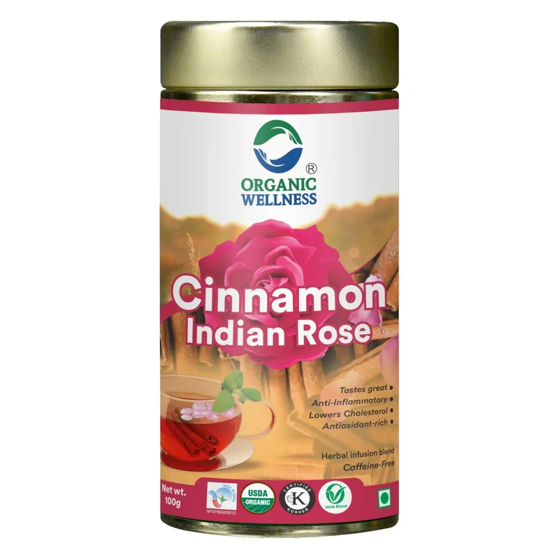 Organic Wellness Cinnamon Indian Rose Tea – Fragrant & Soothing – 100 g Tin thumbnail