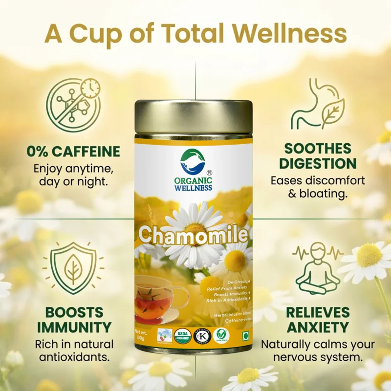 Organic Wellness Blossom Chamomile Tea – Calming & Sleep Support – 100 g Tin thumbnail