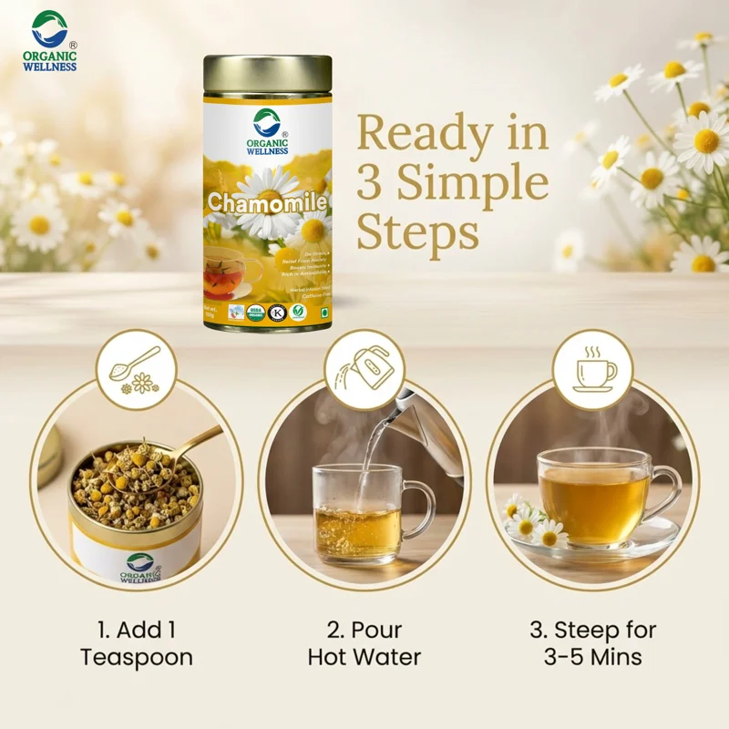 Organic Wellness Blossom Chamomile Tea – Calming & Sleep Support – 100 g Tin thumbnail