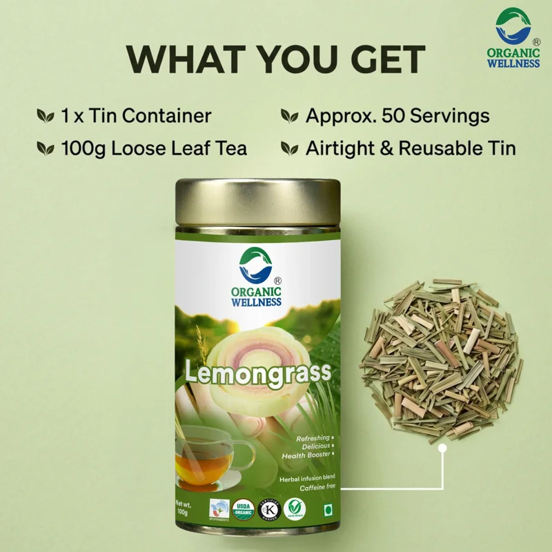 Organic Wellness Blossom Lemongrass Tea – Refreshing & Uplifting – 100 g Tin thumbnail