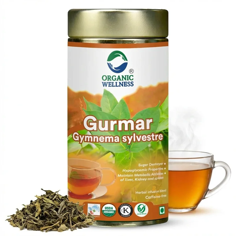 Organic Wellness Gurmaar Gymnema Sylvestre Tea – Certified Organic – Blood Sugar Support – 100 g Tin thumbnail