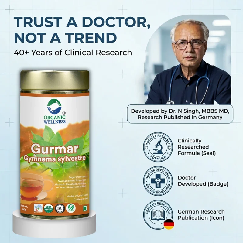 Organic Wellness Gurmaar Gymnema Sylvestre Tea – Certified Organic – Blood Sugar Support – 100 g Tin thumbnail