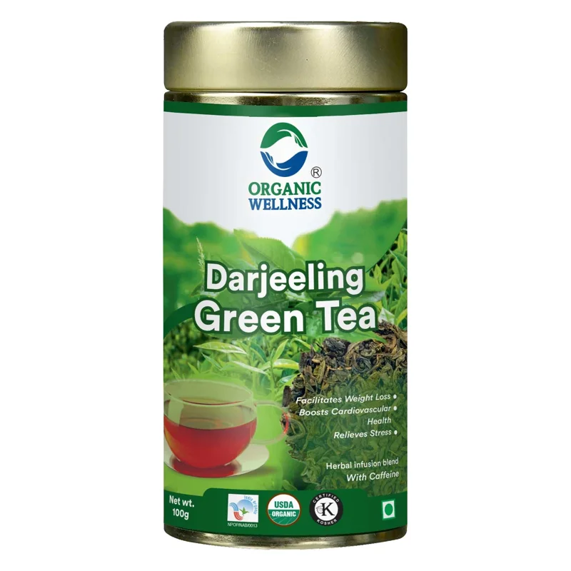 Organic Wellness Darjeeling Green Tea – Certified Organic – Premium Single Estate, Rich in Antioxidants – 100 g Tin thumbnail