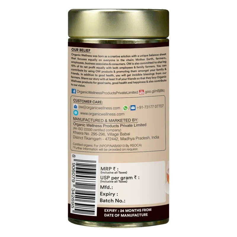Organic Wellness Assam Black Tea – Full-Bodied & Malty – Enhances Immunity – 100 g Tin thumbnail