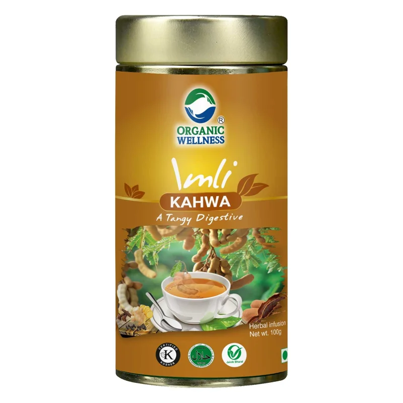 Organic Wellness Imli Kahwa – Certified Organic – Tangy Tamarind Digestive Tea, Ginger & Black Salt – 100 g Tin thumbnail