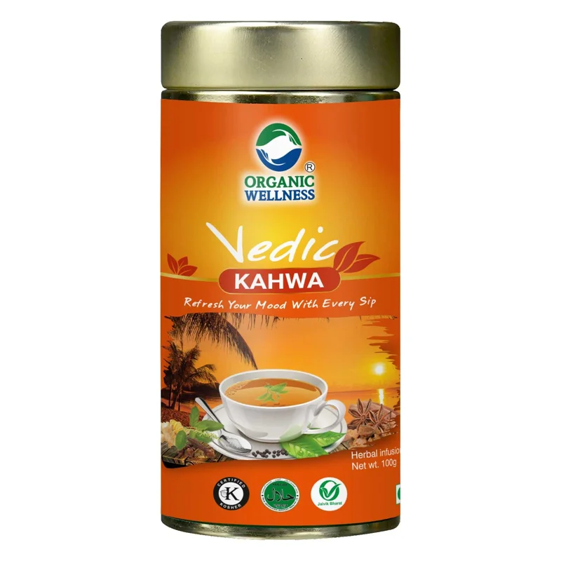 Organic Wellness Vedic Kahwa Tea – Certified Organic – Ancient Vedic Recipe, Refreshing & Digestive – 100 g Tin thumbnail