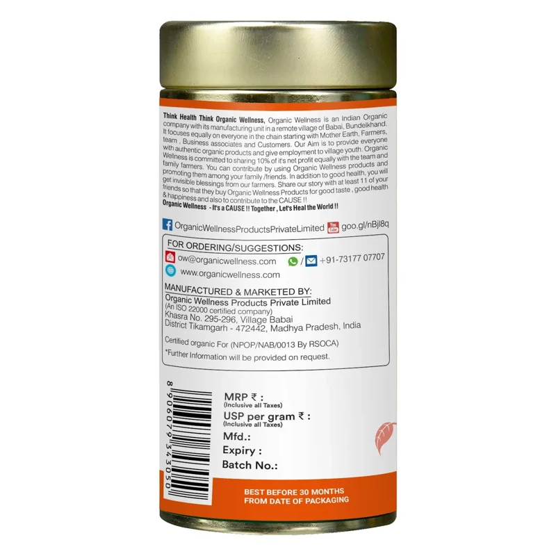 Organic Wellness Vedic Kahwa Tea – Certified Organic – Ancient Vedic Recipe, Refreshing & Digestive – 100 g Tin thumbnail