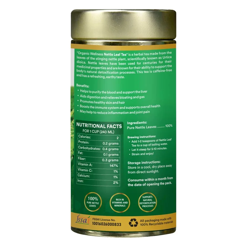 Organic Wellness Nettle Leaf Tea – Nutrient Dense Herbal Infusion – 100 g Tin thumbnail
